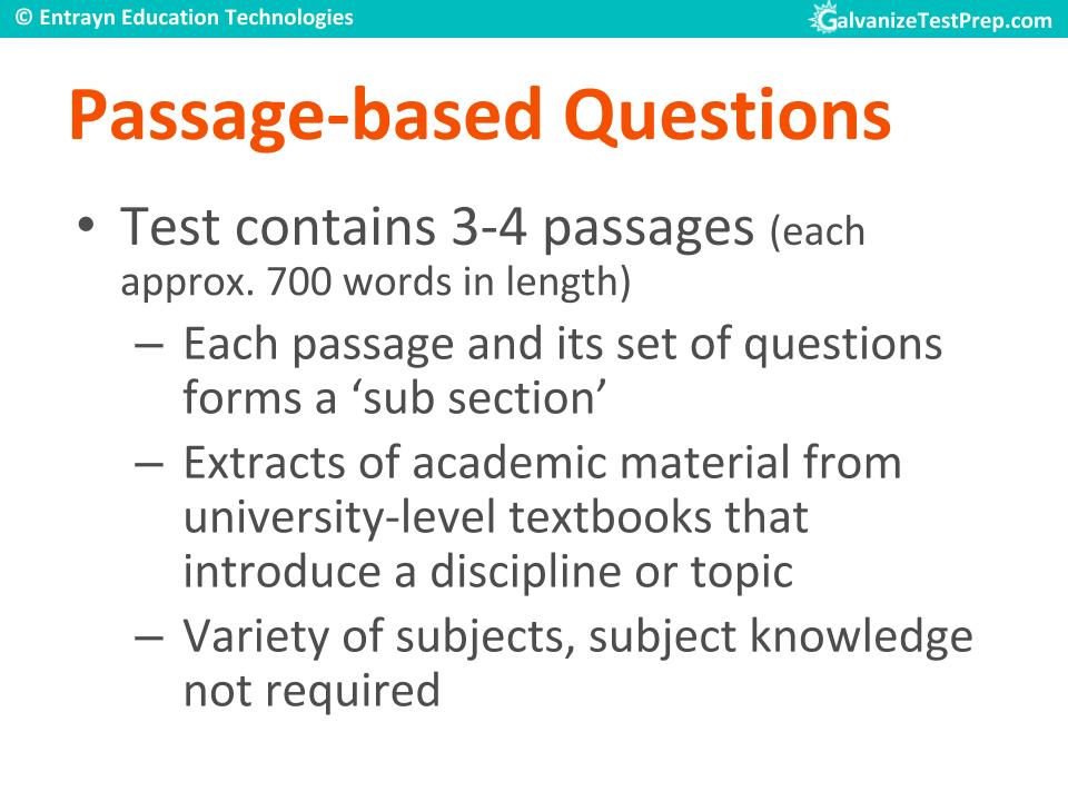 TOEFL Reading comprehension Passage-based questions