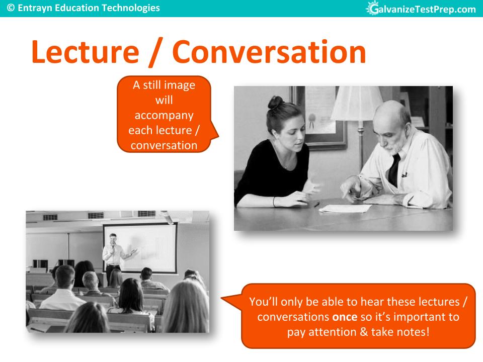 Lecture / Conversation type questions in TOEFL listening section