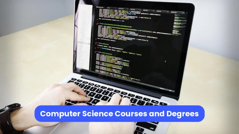 Photo of a laptop displaying code on screen, with a blue title banner.