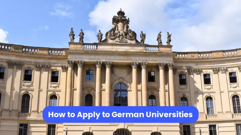 Facade of Humboldt University in Berlin, with neoclassical architecture and sculptures.
