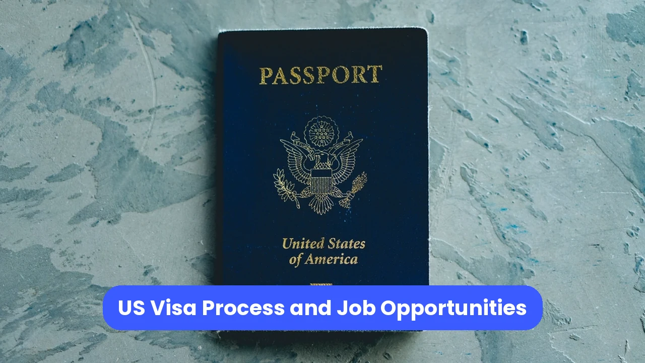 Close-up of a passport booklet, with a blue title banner.