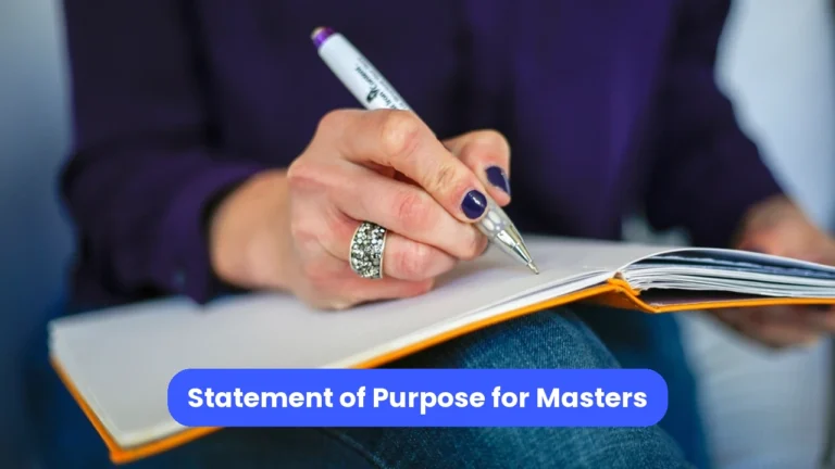 Photo of a woman's hand writing in a notebook, with a blue title banner.