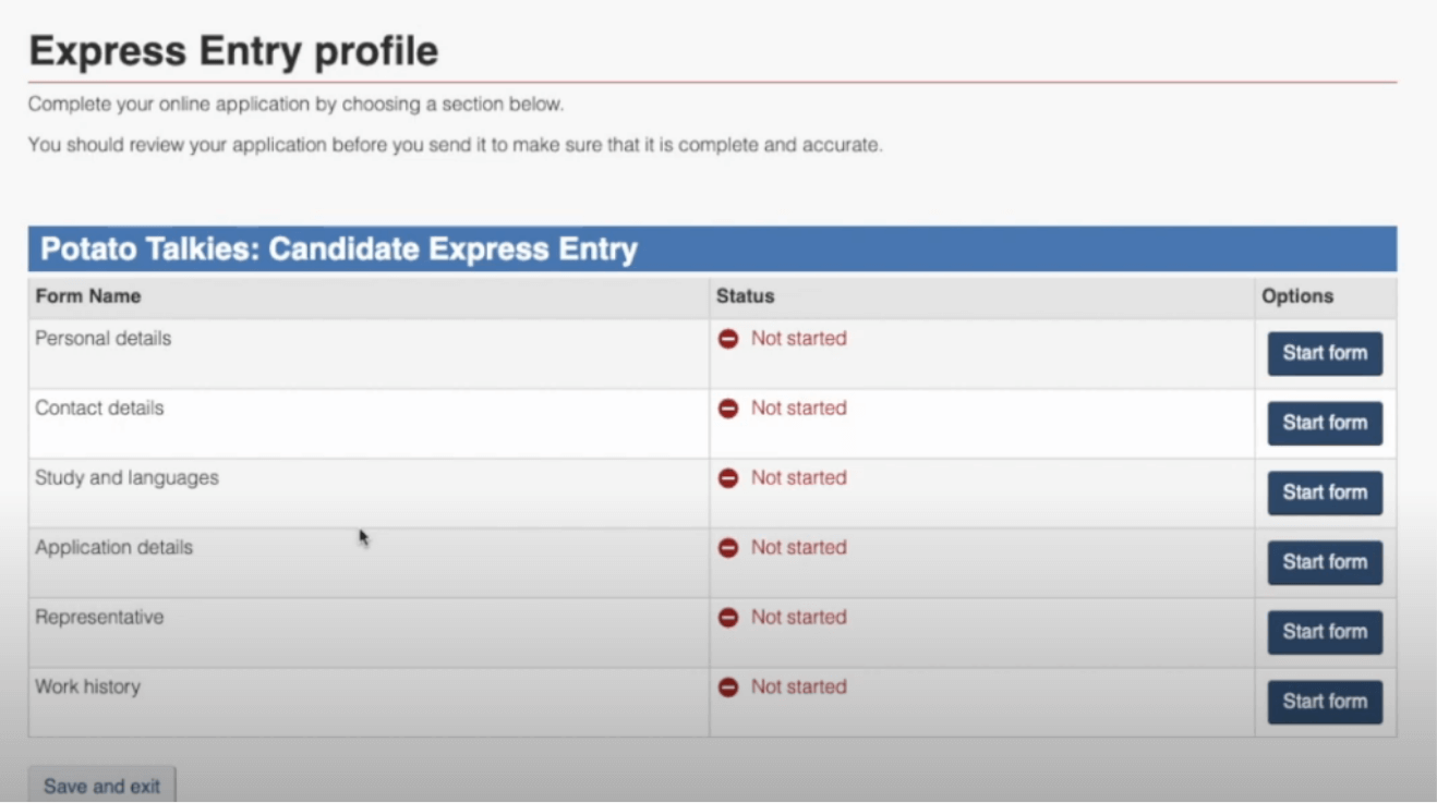 Express Entry Profile 1